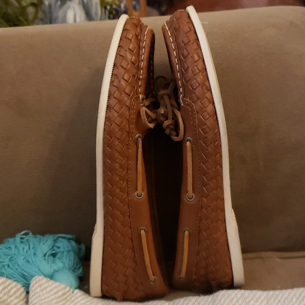 Sperry Women’s Topsiders Braided Woven Leather Loafers Flats Boat Shoe Brown 6.5 - Picture 8 of 9